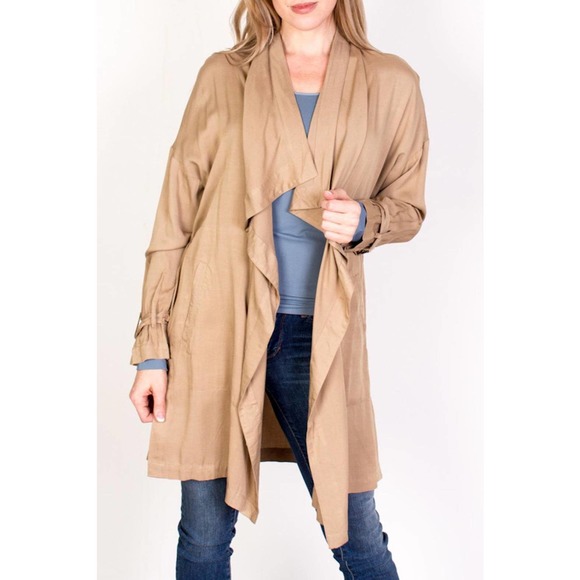 Lush Jackets & Blazers - NWT Tan Lush Cascade Trench Coat Size M